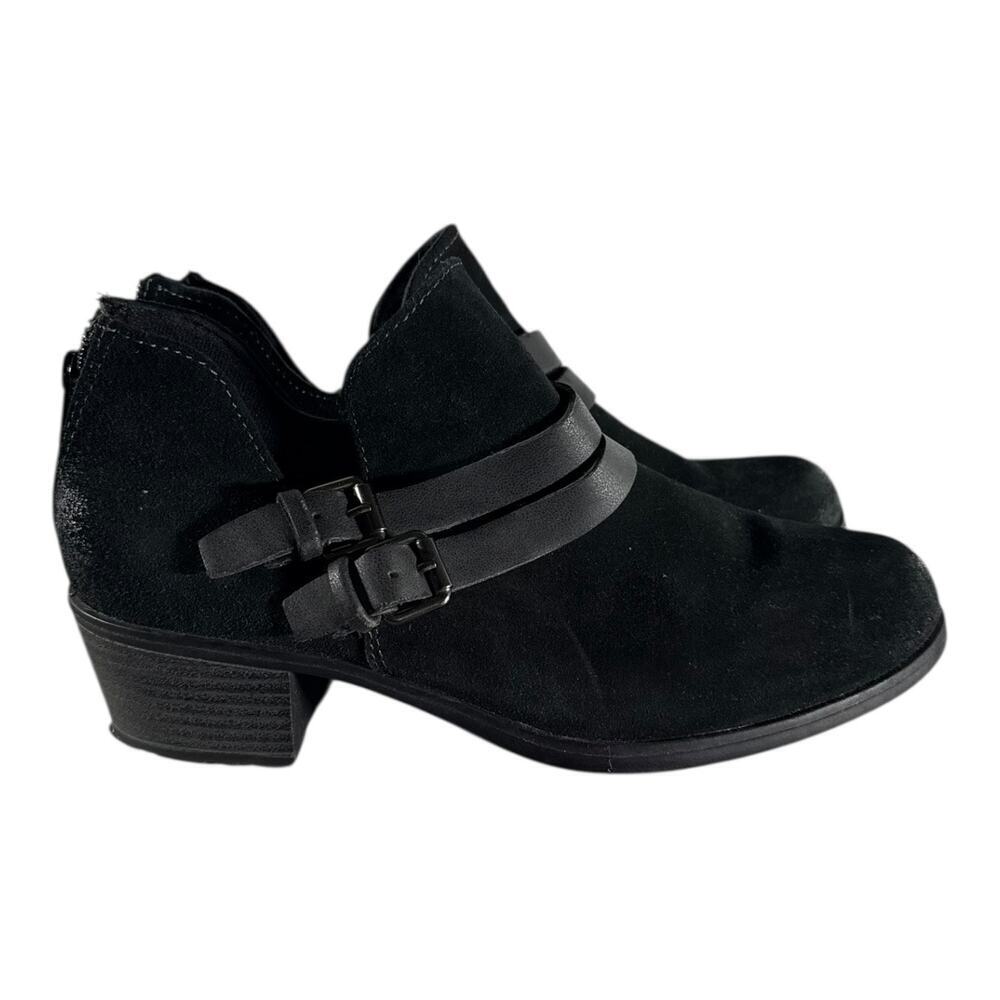 Earth Origins Boots Women’s 8.5M Destiny Ankle Bootie Black Suede Pull On Zip